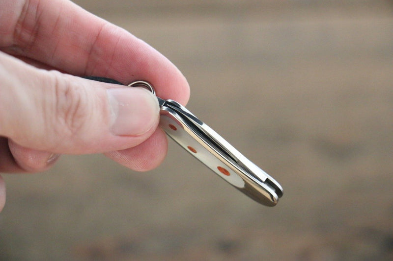 Moki Mini Pendant Pocket Knife w/ White Mother of Pearl and Apple Coral - Japanny-SP