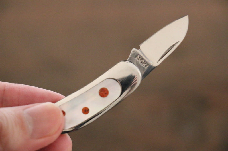 Moki Mini Pendant Pocket Knife w/ White Mother of Pearl and Apple Coral - Japanny-SP