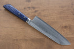 Kunihira VG1 Martillado Santoku  170mm Mango de Madera de pakka azul - Japanny-SP