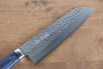 Kunihira VG1 Martillado Santoku  170mm Mango de Madera de pakka azul - Japanny-SP