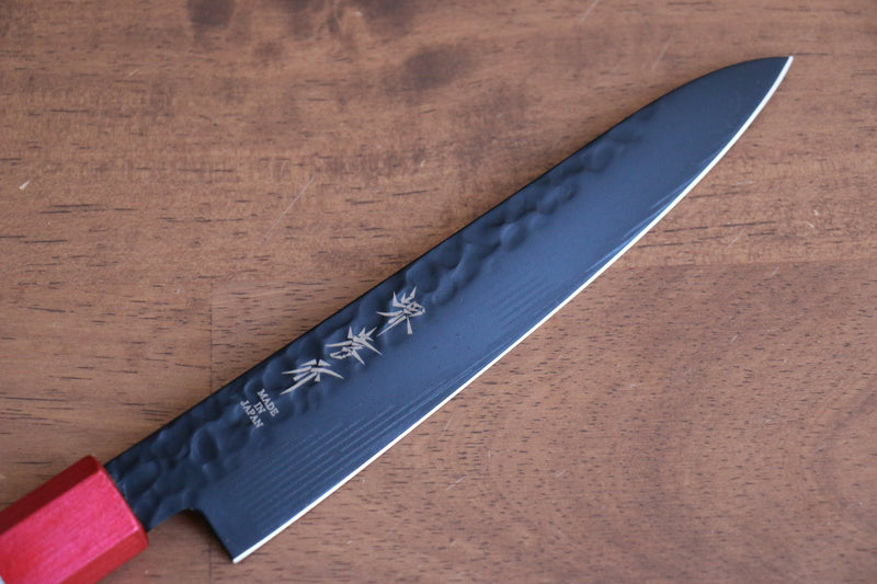 Sakai Takayuki Kurokage VG10 Martillado Cubierto de Teflon Petty-Utilitario  150mm Mango de Laquerado de arce vivo (Kouseki) - Japanny-SP