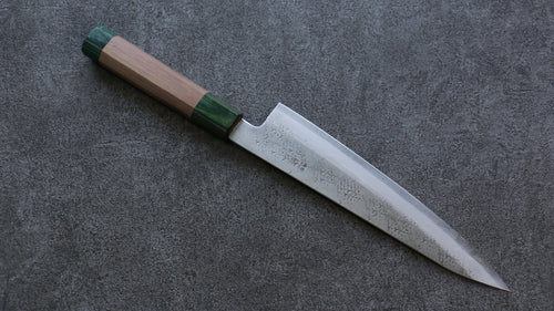 Seisuke Super Azul Martillado Gyuto  210mm Mango de Nogal(doble anillo de pakka verde) - Japanny-SP