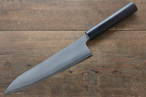 Shungo Ogata Acero de Plata No.3 Damasco Terminado Negro Gyuto  210mm Mango de Shitan - Japanny-SP