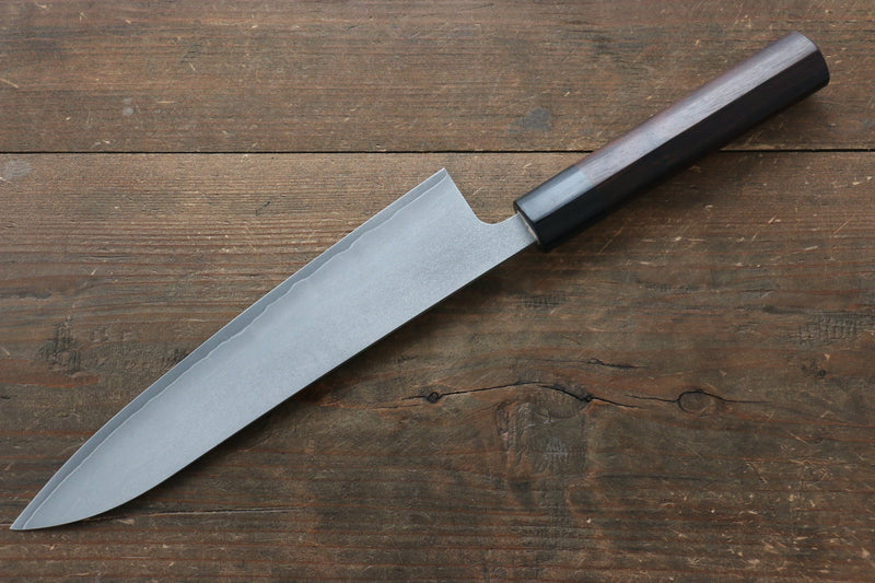 Shungo Ogata Acero de Plata No.3 Damasco Terminado Negro Gyuto  210mm Mango de Shitan - Japanny-SP