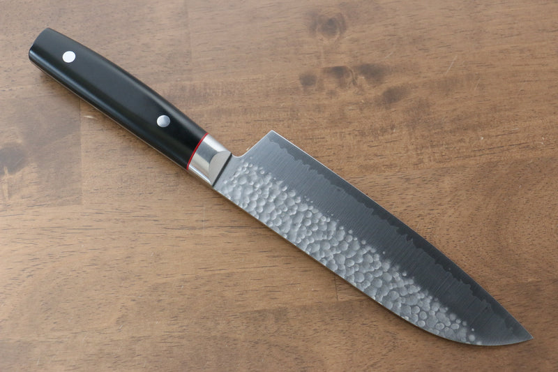 Seisuke PRO-J VG10 Martillado Santoku  170mm Mango de Micarta Negra - Japanny-SP