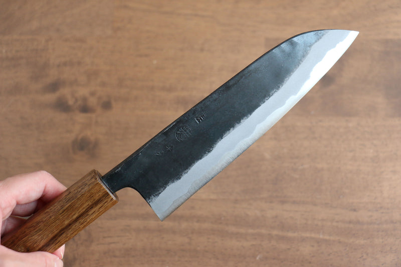 Kyohei  Shindo Acero Azul Terminado Negro Santoku  170mm Mango de Laquerado de arce vivo - Japanny-SP