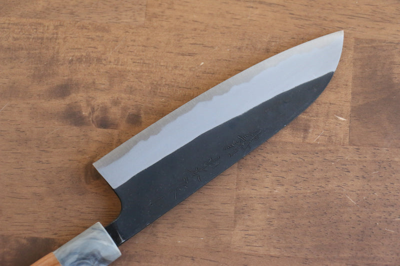 Nao Yamamoto Acero Blanco No.2 Kurouchi Santoku  170mm Mango de Cerezos Floreciendo - Japanny-SP