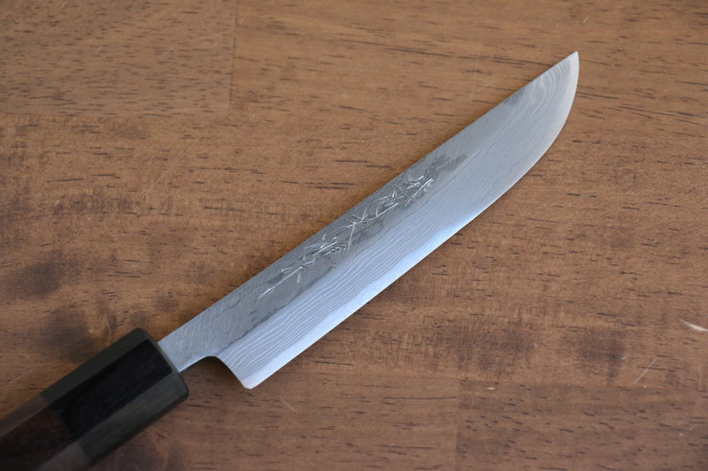 Hideo Kitaoka Acero Blanco No.2 Damasco Matsuba  120mm Mango de Shitan - Japanny-SP