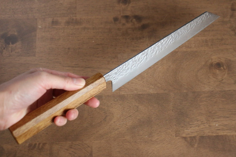 Seisuke Tsukikage AUS10 Terminado Migaki Damasco Martilleado Kiritsuke  210mm Mango de Roble - Japanny-SP