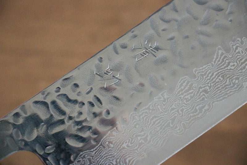 Seisuke Tsukikage AUS10 Terminado Migaki Damasco Martilleado Nakiri  170mm Mango de Roble - Japanny-SP