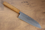 Seisuke Tsukikage AUS10 Terminado Migaki Damasco Martilleado Santoku  170mm Mango de Roble - Japanny-SP