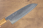 Seisuke Tsukikage AUS10 Terminado Migaki Damasco Martilleado Santoku  170mm Mango de Roble - Japanny-SP