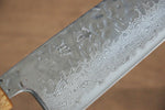 Seisuke Tsukikage AUS10 Terminado Migaki Damasco Martilleado Santoku  170mm Mango de Roble - Japanny-SP