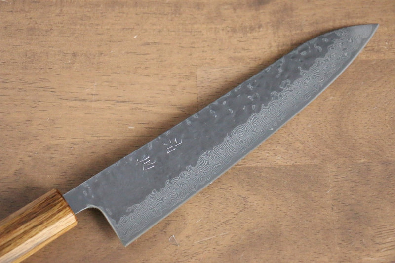 Seisuke Tsukikage AUS10 Terminado Migaki Damasco Martilleado Gyuto  210mm Mango de Roble - Japanny-SP