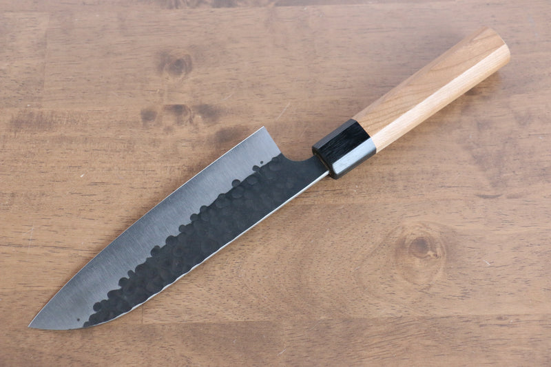 Masakage Koishi Super Azul Terminado Negro Santoku  165mm Mango de Cerezo Americano - Japanny-SP