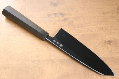 Jikko Ginza Acero Blanco Teñido negro Kiritsuke Deba 180mm Mango de Madera de ebano - Japanny-SP