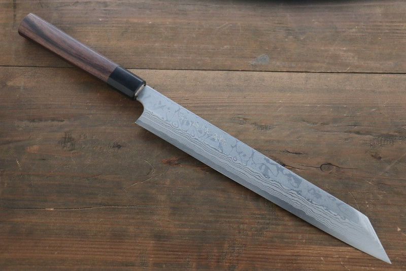 Hideo Kitaoka Acero Azul No.2 Damasco Kiritsuke Yanagiba  270mm Mango de Shitan - Japanny-SP