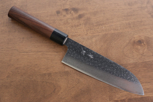 Seisuke VG10 Martillado (Maru) Santoku  165mm Mango de Morado - Japanny-SP