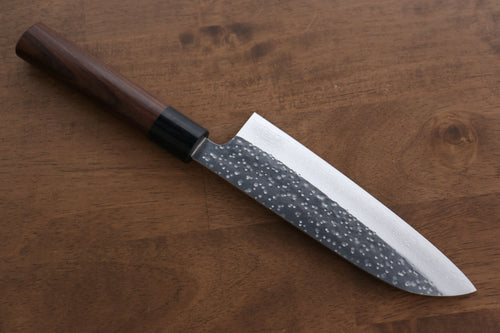 Seisuke VG10 Martillado (Maru) Santoku  165mm Mango de Morado - Japanny-SP