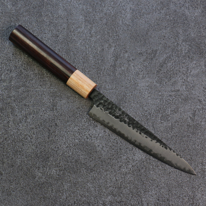 Seisuke Shitan Super Azul Martillado Kurouchi Petty-Utilitario  135mm Mango de Shitan - Japanny-SP