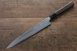 Hideo Kitaoka [Para zurdos] Acero Blanco No.2 Damasco Yanagiba  240mm Mango de Shitan - Japanny-SP