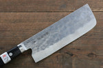 Fujiwara Teruyasu Maboroshi Acero Blanco No.1 Nashiji Martillado Nakiri  165mm Mango de Madera de Pakka Negra - Japanny-SP