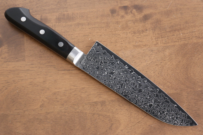 Seisuke AUS10 45 Capas Damasco con Terminado de Espejo Santoku  170mm Mango de Madera de Pakka Negra - Japanny-SP