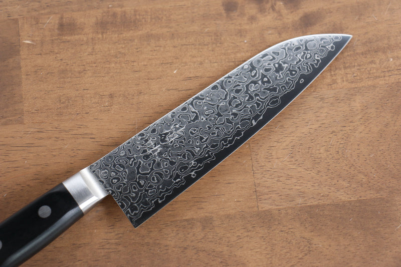 Seisuke AUS10 45 Capas Damasco con Terminado de Espejo Santoku  170mm Mango de Madera de Pakka Negra - Japanny-SP