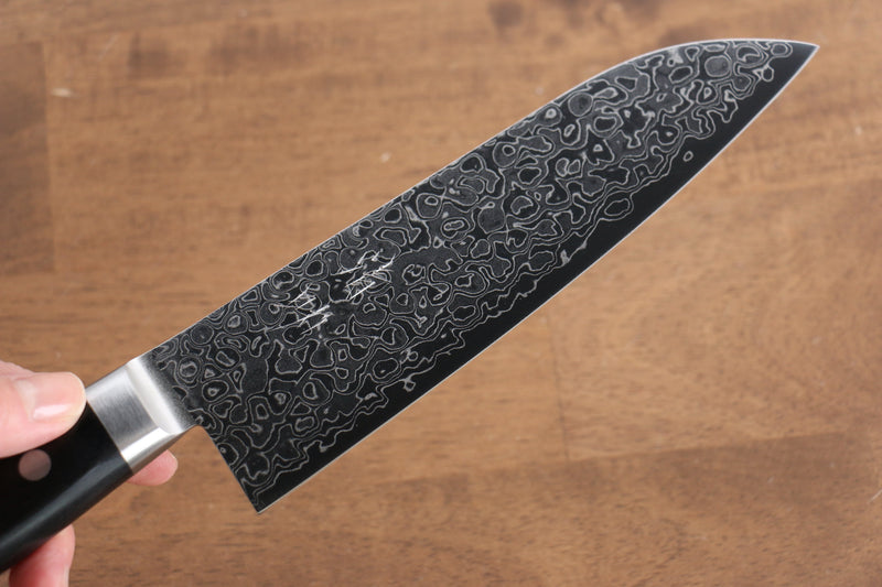 Seisuke AUS10 45 Capas Damasco con Terminado de Espejo Santoku  170mm Mango de Madera de Pakka Negra - Japanny-SP