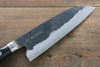 Fujiwara Teruyasu Denka Super Azul Terminado Negro Santoku  165mm Mango de Madera de Pakka Negra - Japanny-SP