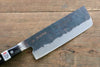 Fujiwara Teruyasu Denka Super Azul Terminado Negro Nakiri  165mm Mango de Madera de Pakka Negra - Japanny-SP