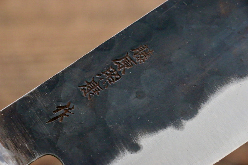 Fujiwara Teruyasu Denka Super Azul Terminado Negro Nakiri  165mm Mango de Madera de Pakka Negra - Japanny-SP