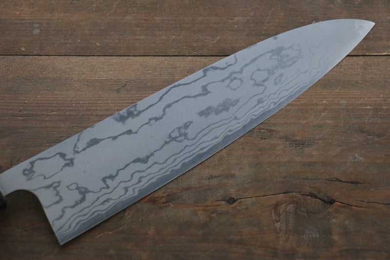 Shungo Ogata Acero Blanco No.2 Damasco Terminado Migaki Gyuto  240mm Mango de Shitan - Japanny-SP