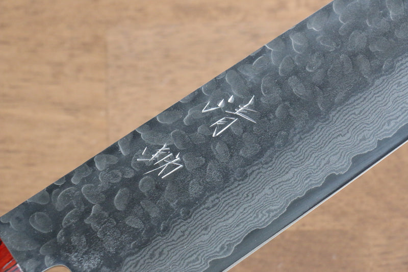 Seisuke VG10 Damasco Nakiri  180mm Mango de Madera de Pakka Negra - Japanny-SP