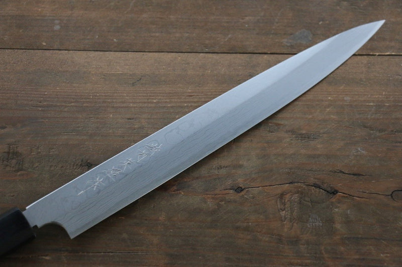 Hideo Kitaoka Acero Blanco No.2 Damasco Yanagiba  270mm Mango de Shitan - Japanny-SP