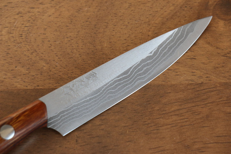 Kazuo Nomura Acero Blanco Damasco Cazador  100mm Mango de Ironwood  con Funda - Japanny-SP