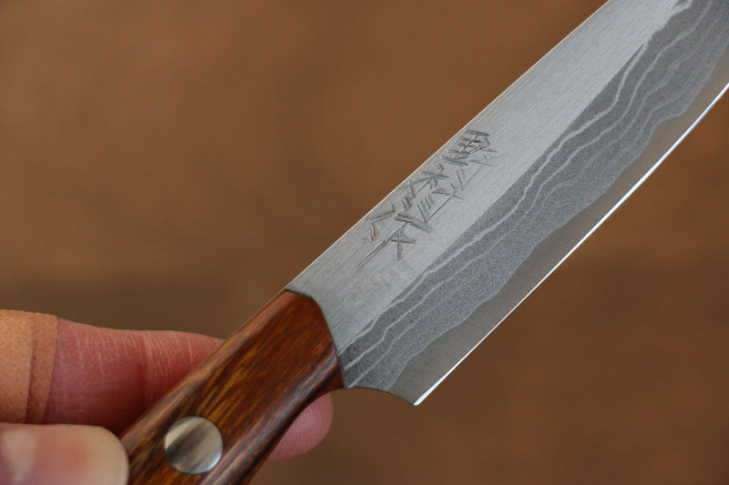 Kazuo Nomura Acero Blanco Damasco Cazador  100mm Mango de Ironwood  con Funda - Japanny-SP