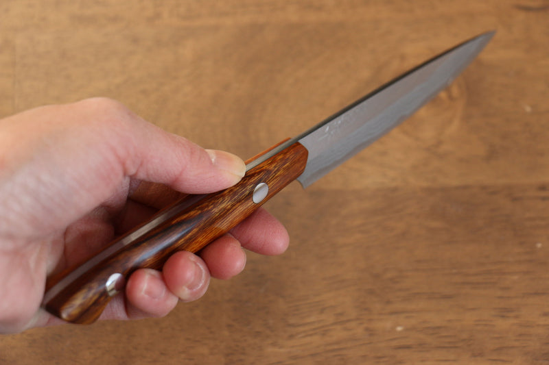 Kazuo Nomura Acero Blanco Damasco Cazador  100mm Mango de Ironwood  con Funda - Japanny-SP