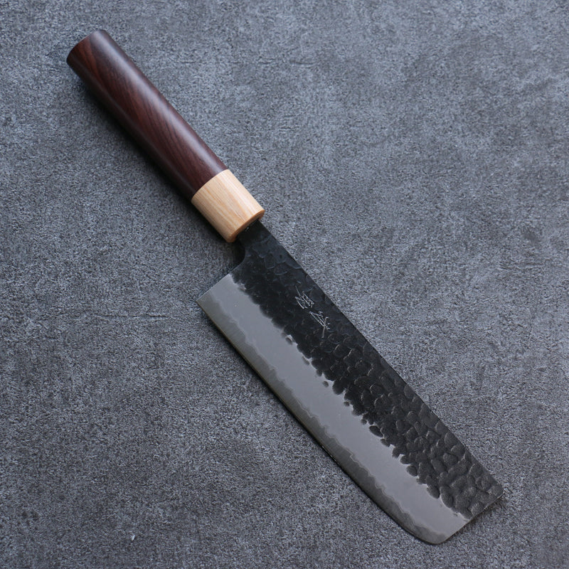 Seisuke Shitan Super Azul Martillado Kurouchi Nakiri  165mm Mango de Shitan - Japanny-SP