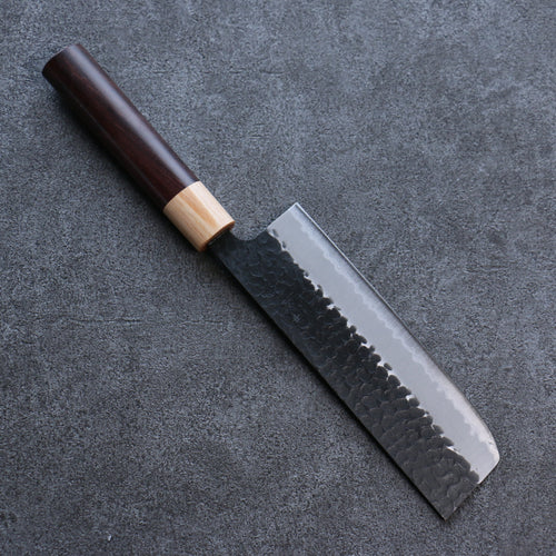 Seisuke Shitan Super Azul Martillado Kurouchi Nakiri  165mm Mango de Shitan - Japanny-SP