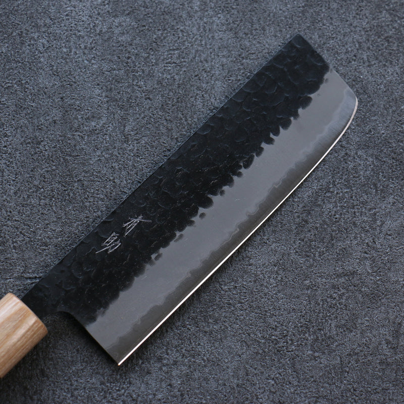 Seisuke Shitan Super Azul Martillado Kurouchi Nakiri  165mm Mango de Shitan - Japanny-SP