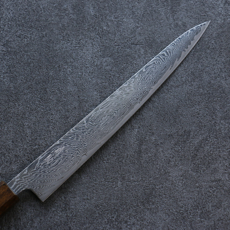 Seisuke Nami AUS10 Damasco con Terminado de Espejo Sujihiki  240mm Mango de Roble - Japanny-SP