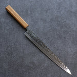 Seisuke Tsukikage AUS10 Terminado Migaki Damasco Martilleado Sujihiki  270mm Mango de Roble - Japanny-SP