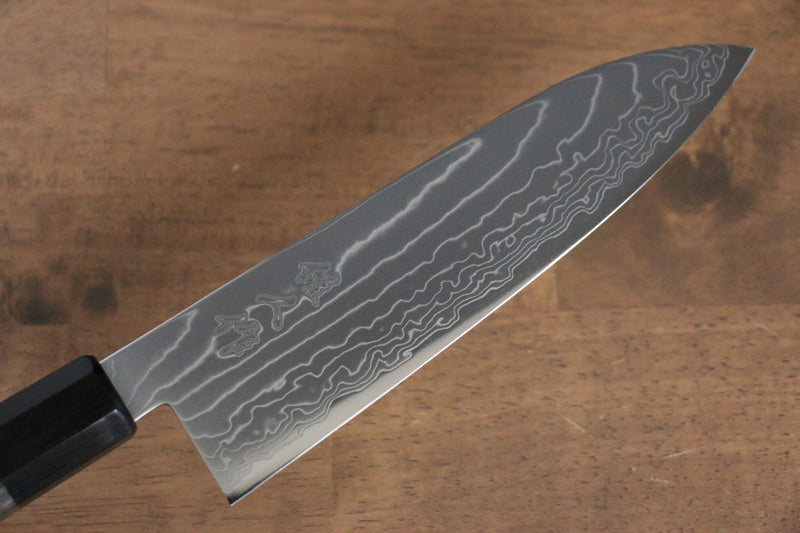 Kajin Acero Especial de Cobalto Damasco Santoku  180mm Mango de Madera de Pakka Gris - Japanny-SP