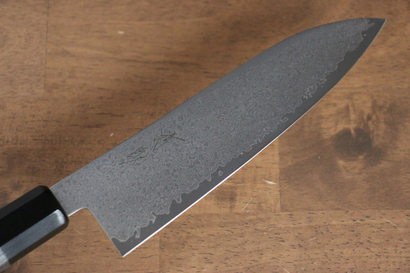 Seisuke VG10 Damasco Santoku  180mm Mango de Madera de Pakka Gris - Japanny-SP