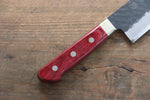 Seisuke Kurobeni Super Azul Martillado Kurouchi Santoku  185mm Mango de Madera de pakka roja - Japanny-SP