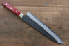 Seisuke Kurobeni Super Azul Martillado Kurouchi Gyuto  210mm Mango de Madera de pakka roja - Japanny-SP