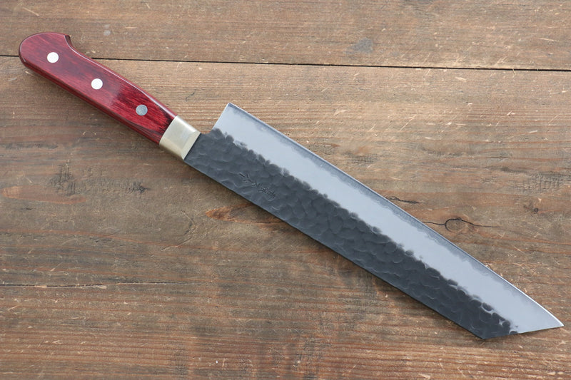 Seisuke Kurobeni Super Azul Martillado Kurouchi Kiritsuke Gyuto  240mm Mango de Madera de pakka roja - Japanny-SP