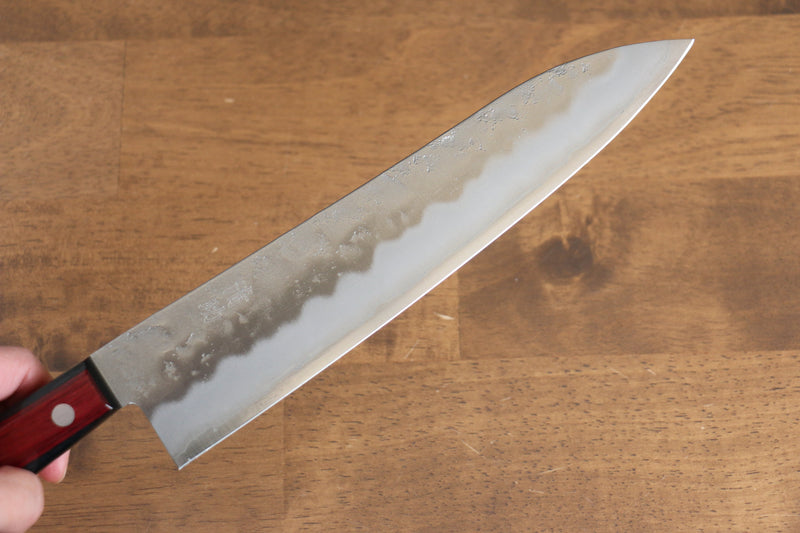 Seisuke Ringo Acero de Plata No.3 Nashiji Gyuto  210mm Mango de Madera de pakka roja - Japanny-SP