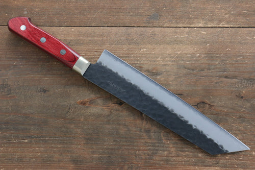 Seisuke Kurobeni Super Azul Martillado Kurouchi Kiritsuke Gyuto  210mm Mango de Madera de pakka roja - Japanny-SP